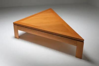 Giovanni Michelucci Triangular Postmodern Coffee Table in French Elm