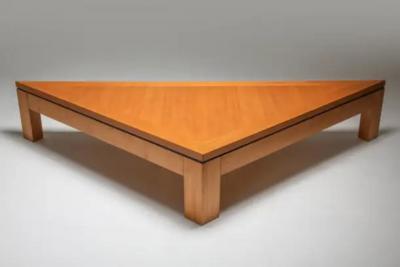 Giovanni Michelucci Triangular Postmodern Coffee Table in French Elm