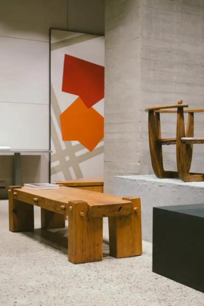 Giovanni Michelucci Triangular Postmodern Coffee Table in French Elm