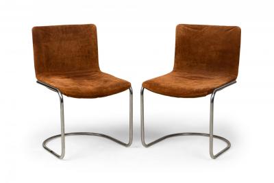 Giovanni Offredi 10 Giovanni Offredi for Saporiti Italia Lens Leather Steel Dining Chairs