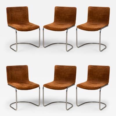 Giovanni Offredi 10 Giovanni Offredi for Saporiti Italia Lens Leather Steel Dining Chairs