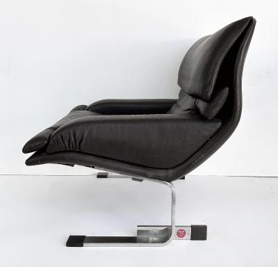 Giovanni Offredi Giovanni Offredi Saporiti Italia Onda Wave Chair Black Leather Chrome