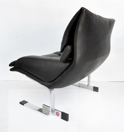 Giovanni Offredi Giovanni Offredi Saporiti Italia Onda Wave Chair Black Leather Chrome
