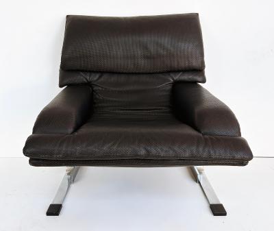 Giovanni Offredi Giovanni Offredi Saporiti Italia Onda Wave Chair Black Leather Chrome