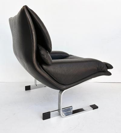 Giovanni Offredi Giovanni Offredi Saporiti Italia Onda Wave Chair Black Leather Chrome