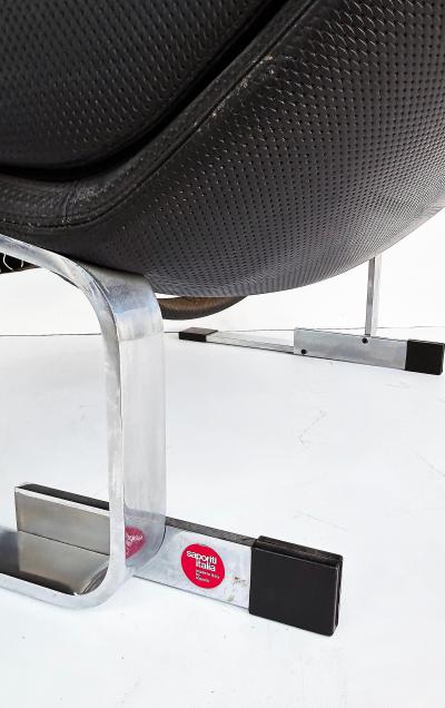 Giovanni Offredi Giovanni Offredi Saporiti Italia Onda Wave Chair Black Leather Chrome