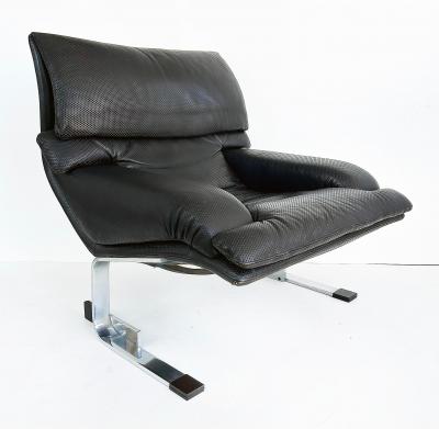Giovanni Offredi Giovanni Offredi Saporiti Italia Onda Wave Chair Black Leather Chrome
