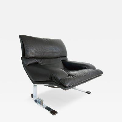 Giovanni Offredi Giovanni Offredi Saporiti Italia Onda Wave Chair Black Leather Chrome