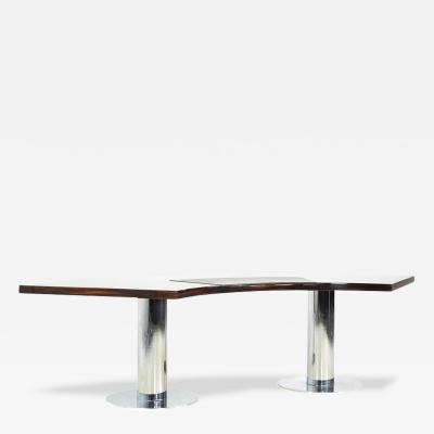 Giovanni Offredi Giovanni Offredi for Saporiti Mid Century Italian Rosewood Chrome Leather Desk