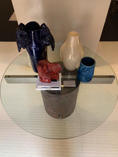 Giovanni Offredi Giovanni Offredi round table in concrete and glass for Saporiti Italy 1970s