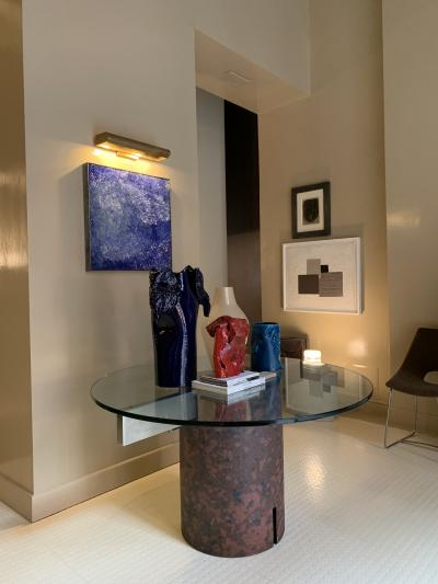 Giovanni Offredi Giovanni Offredi round table in concrete and glass for Saporiti Italy 1970s