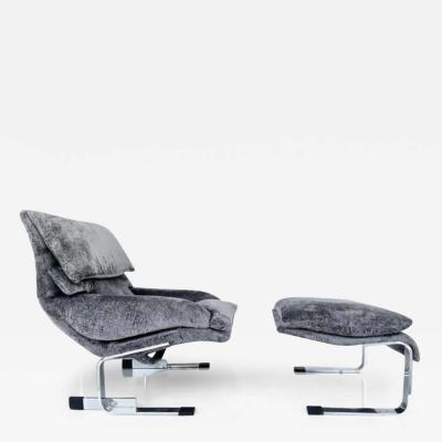 Giovanni Offredi Onda Wave Chair and Ottoman Giovanni Offredi for Saporiti Attributed 1970s