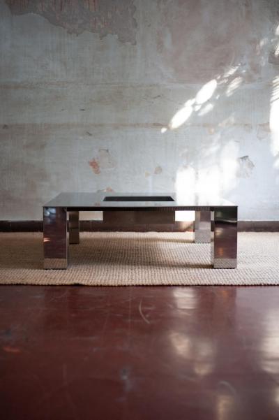 Giovanni Offredi Steel Coffee Table Tebe Model Giovanni Offredi For Saporiti 1970s