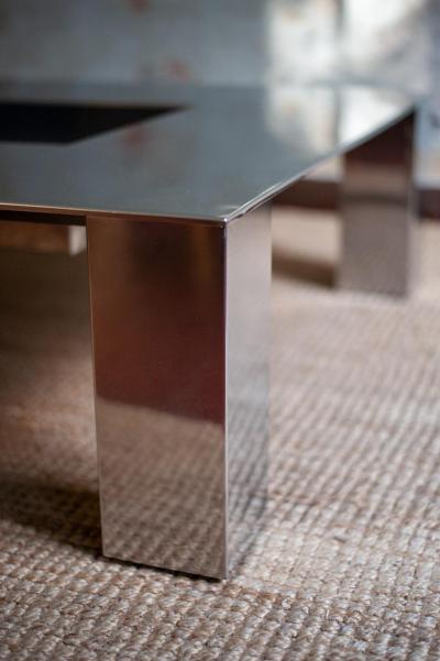 Giovanni Offredi Steel Coffee Table Tebe Model Giovanni Offredi For Saporiti 1970s