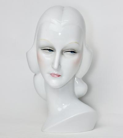 Giovanni Ronzan Art Deco Ceramic Womans Head Luminaire by Giovanni Ronzan 1939 Italy