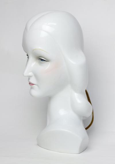 Giovanni Ronzan Art Deco Ceramic Womans Head Luminaire by Giovanni Ronzan 1939 Italy