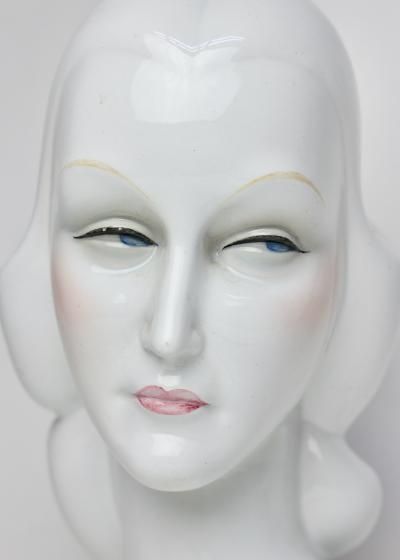 Giovanni Ronzan Art Deco Ceramic Womans Head Luminaire by Giovanni Ronzan 1939 Italy