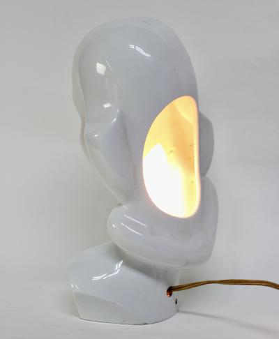 Giovanni Ronzan Art Deco Ceramic Womans Head Luminaire by Giovanni Ronzan 1939 Italy