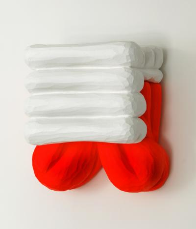 Gisela Stiegler untitled O T White Orange Wall sculpture