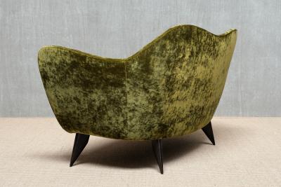 Giulia Veronesi Giulia Veronesi Perla Loveseat in Olive Green Dedar Velvet ISA Bergamo 1950s