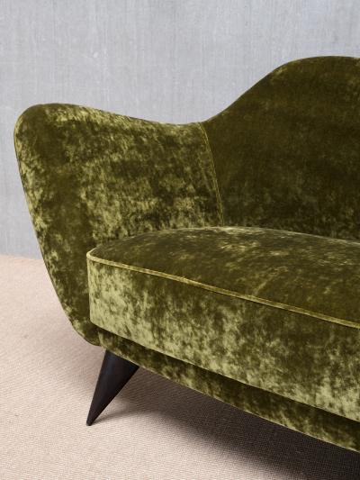Giulia Veronesi Giulia Veronesi Perla Loveseat in Olive Green Dedar Velvet ISA Bergamo 1950s