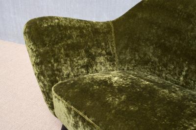 Giulia Veronesi Giulia Veronesi Perla Loveseat in Olive Green Dedar Velvet ISA Bergamo 1950s