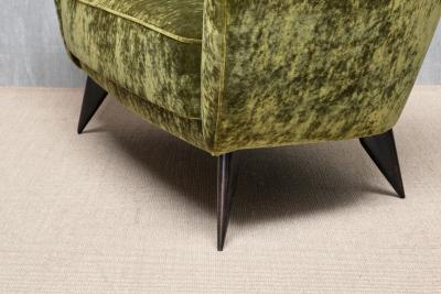 Giulia Veronesi Giulia Veronesi Perla Loveseat in Olive Green Dedar Velvet ISA Bergamo 1950s