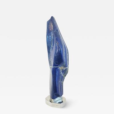 Giuliano Tincani Lapis Lazuli Specimen Sculpture on Nickel Plated Brass Base