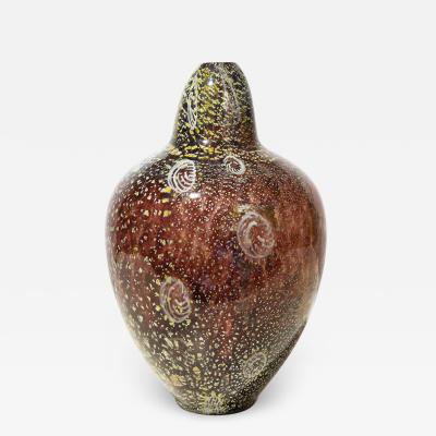 Giulio Radi Giulio Radi Amber Glass Vase with Gold Foil and Murrhines 1950