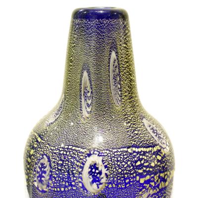 Giulio Radi Giulio Radi Hand Blown Glass Vase with Murrhines and Gold Foil ca 1950