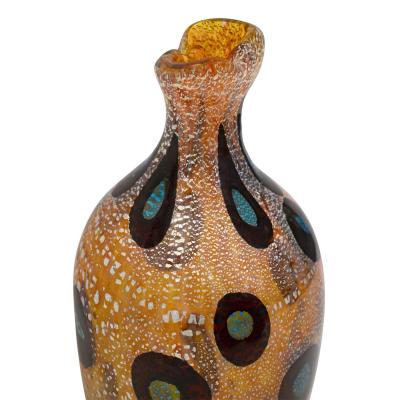 Giulio Radi Giulio Radi Hand Blown Glass Vase with Murrhines and Silver Foil ca 1950