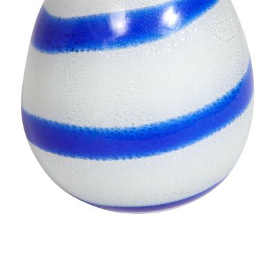 Giulio Radi Giulio Radi Hand Blown Glass Vase with Silver Foil and Blue Spiral ca 1950