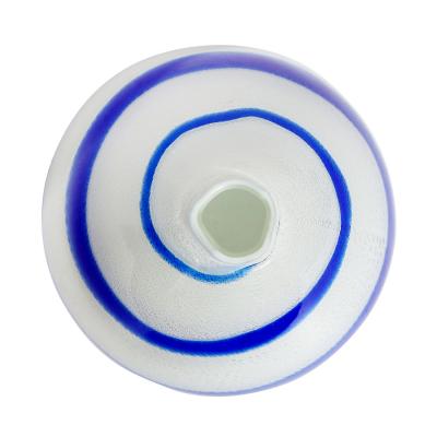 Giulio Radi Giulio Radi Hand Blown Glass Vase with Silver Foil and Blue Spiral ca 1950