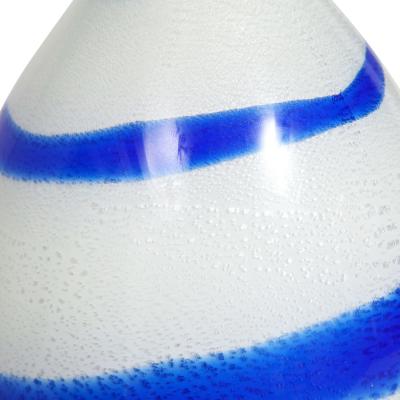 Giulio Radi Giulio Radi Hand Blown Glass Vase with Silver Foil and Blue Spiral ca 1950