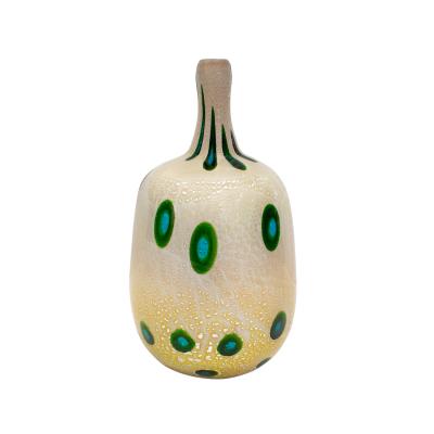 Giulio Radi Giulio Radi Hand Blown Vase with Silver Foil and Blue and Green Murrhines 1950