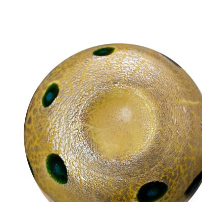Giulio Radi Giulio Radi Hand Blown Vase with Silver Foil and Blue and Green Murrhines 1950