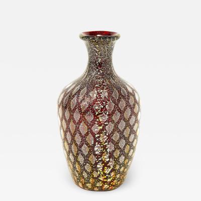 Giulio Radi Giulio Radi Rare Red Glass Vase with Gold Foil ca 1950