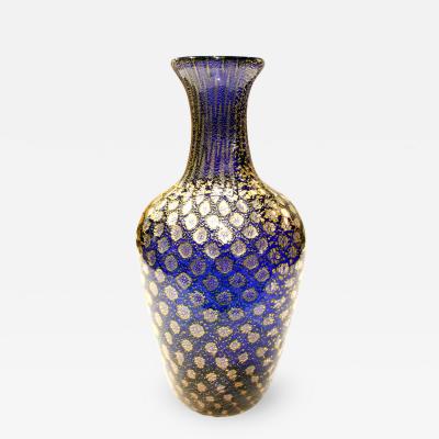 Giulio Radi Giulio Radi Reazioni Policrome Vase in Blue Glass with Silver Foil 1950 2