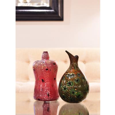 Giulio Radi Giulio Radi Red Glass Vessel with Silver Foil and Murrhines Ca 1950