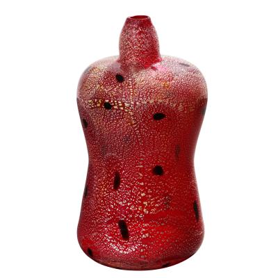 Giulio Radi Giulio Radi Red Glass Vessel with Silver Foil and Murrhines Ca 1950