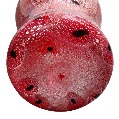 Giulio Radi Giulio Radi Red Glass Vessel with Silver Foil and Murrhines Ca 1950