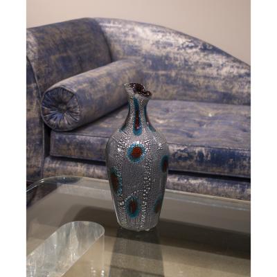 Giulio Radi Giulio Radi Stunning Hand Blown Glass Vase with Silver Foil Ca 1950