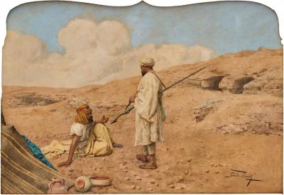 Giulio Rosati Late 19th century Italian Orientalist watercolour painting by Giulio Rosati