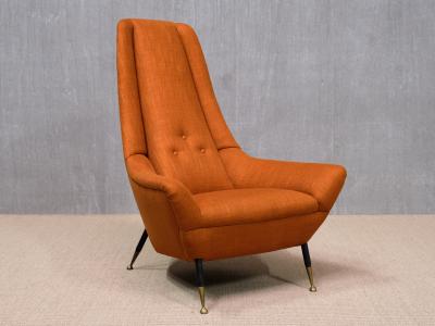 Giuseppe Amedeo Gori Exceptional Giuseppe Amedeo Gori High Back Armchair Lenzi Italy 1950s