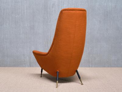 Giuseppe Amedeo Gori Exceptional Giuseppe Amedeo Gori High Back Armchair Lenzi Italy 1950s