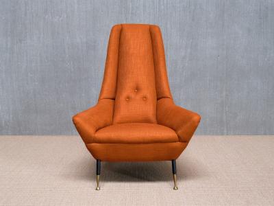 Giuseppe Amedeo Gori Exceptional Giuseppe Amedeo Gori High Back Armchair Lenzi Italy 1950s