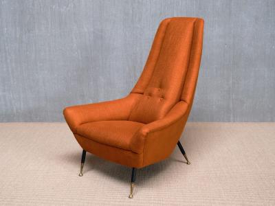Giuseppe Amedeo Gori Exceptional Giuseppe Amedeo Gori High Back Armchair Lenzi Italy 1950s