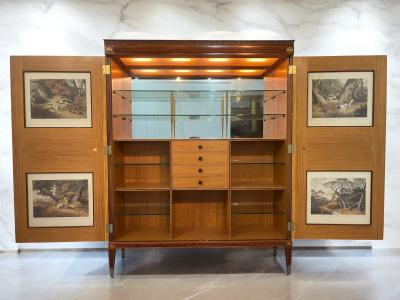 Giuseppe Anzani Italian Mid Century Sideboard Cabinet Bar with inlays by Giuseppe Anzani 1950s