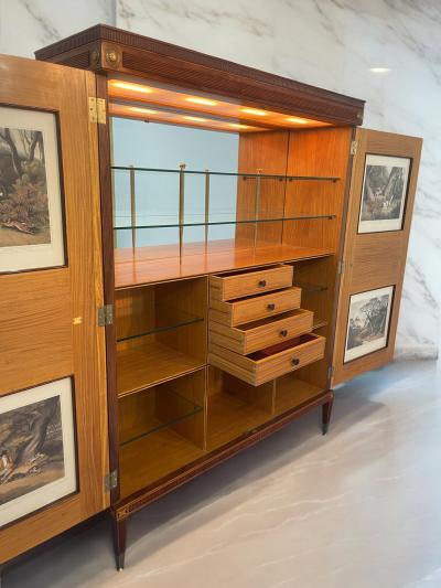 Giuseppe Anzani Italian Mid Century Sideboard Cabinet Bar with inlays by Giuseppe Anzani 1950s