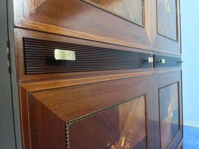 Giuseppe Anzani Italian Mid Century Sideboard Cabinet Bar with inlays by Giuseppe Anzani 1950s